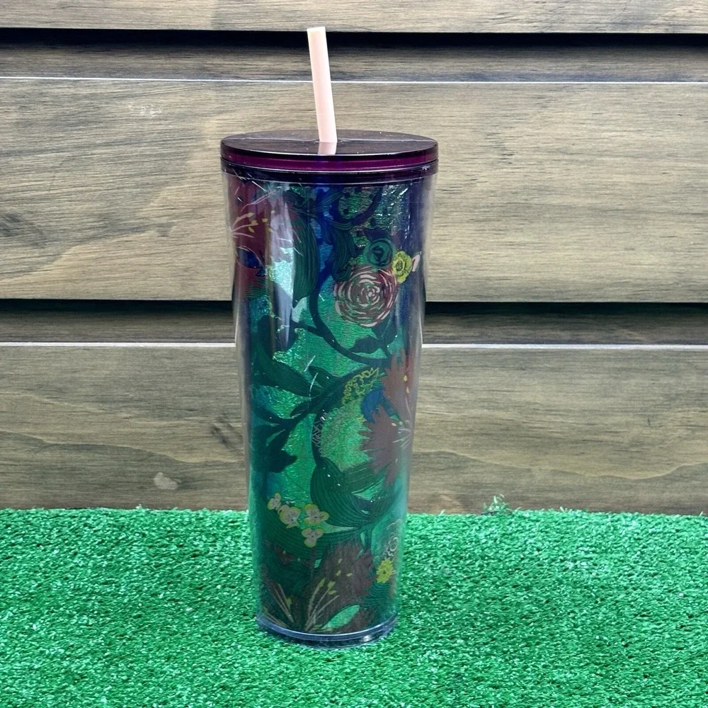 Starbucks Fall 2021 Rising Floral Flowers 24oz Cold Tumbler with Straw‎